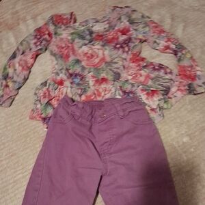 Posh Peanut Floral Top with Pink and Purple Hues